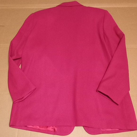 100% Wool Sag Harbor One Front Button Lined Women's Pink Suit Jacket Size 18 - Picture 6 of 10